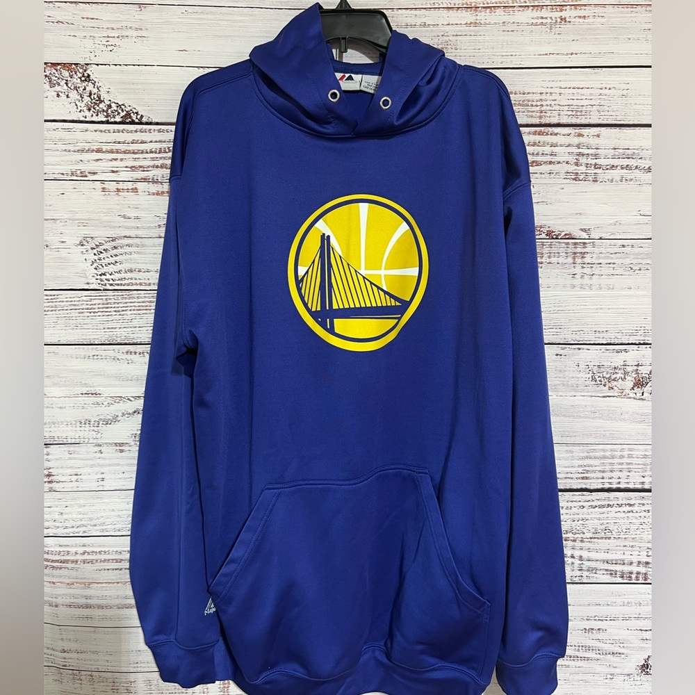 Golden State Warriors Pullover Hoodie 2XL Royal Bridge Logo Majestic NBA